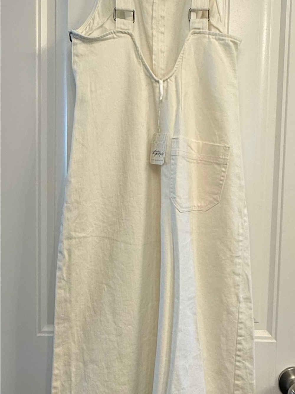 NWT Free People Dex Denim Midi Dress - ecru cream white - XS - Picture 8 of 9